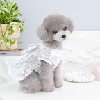 Tangpan Sequins Bow-Knot Pet Dance Dress Dog Christmas Party Dress (Silver, M)