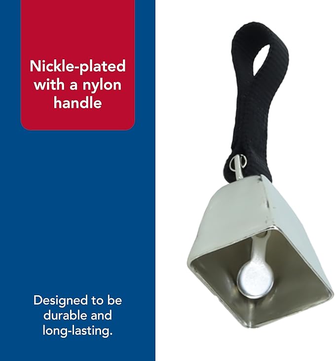 Water & Woods Nickel Cow Bell for Dogs by Coastal Pet - Durable Noise Maker - Easy Attachment - Nickel-Plated Material with Nylon Handle - Black, Small