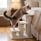 Cat Tree Tower, White Fleece, 3-Tier Multi-Level Climbing Activity Center with Stable Support Pillars, 25 Inches Tall, Ideal for Senior Pets, 17x25x25 Inches