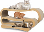 Simple Delxue 3 in 1 Large Cardboard Cat Scratcher Lounger Cat, 33.5"x10.2"x10.2" Cat Scratching Board, 100% Recyclable & Reversible Horizontal Scratching Pads, Infinity Shape, X-Large