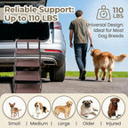 Dog Stairs for Car, 5 Steps Extra Wide Dog Ramps for Large Dogs, Foldable Lightweight Pet Steps for High SUV Truck Bed Couch, Heavy Duty Anti-Scratch Climbing Ladder, 110lbs Capacity