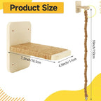 Wall Mounted Cat Tree with 2 x 59.1 Inch Jute Climbing Ropes, Solid Wood Cat Climbing Tower with Scratching Post, Rope Ladder, Jumping Platforms & Wall Steps Cat Playground
