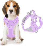 BARKBAY Dog Harness No Pull Oxford with ID Tag Pocket - Heavy Duty, Reflective, Easy Control for Large Dogs(Violet Purple Oxford,M)