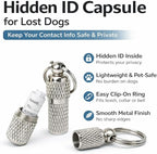 kcrygogo Leather Dog Collar Bell with Quick-Release Snap Buttons Training Bells with Leather Button Strap and Pet Anti- Lost Silver Pendant ID Tags (2Sets)