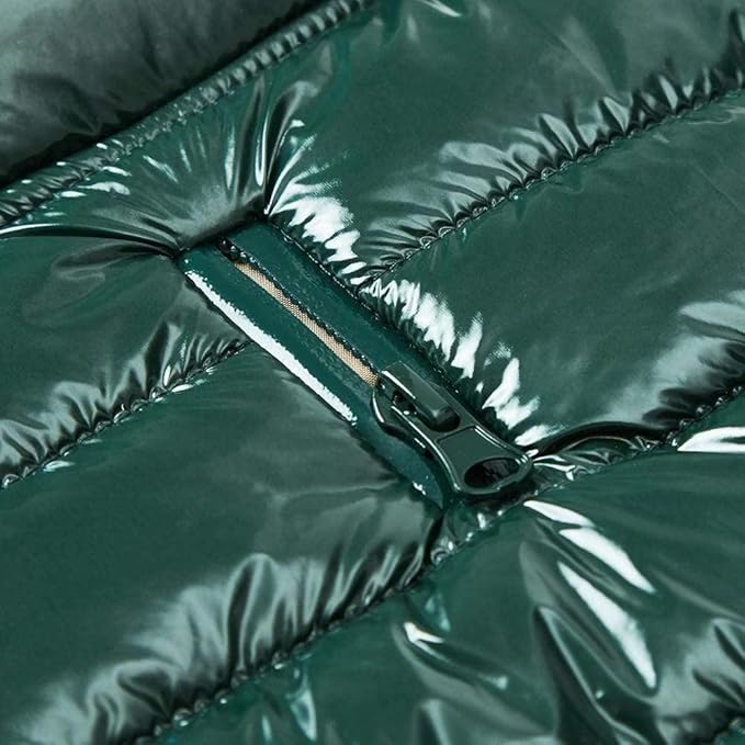 Blueberry Pet Cozy & Comfy Windproof Lightweight Quilted Fall Winter Glossy Dog Puffer Jacket in Hunter Green, Back Length 17", Size 16, Warm Coat for Large Dogs