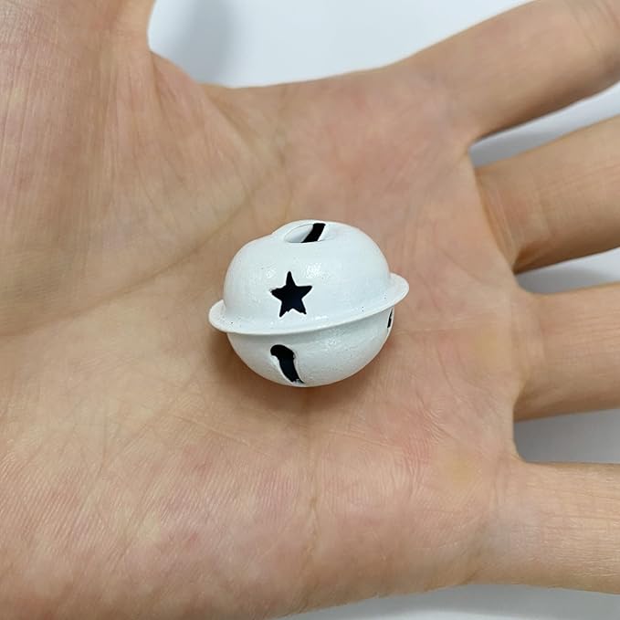 50 Pieces Small Bells for Crafts, 1 Inch Jingle Bells Little Bells for Crafting Dog Training Doorbell Cat Collar Christmas Tree Wedding Decorations (White)