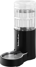 CZPET 2.5 Gallon Dog Water Bowl Dispenser, Automatic Dog and Cat Water Dispenser with Stainless Steel Bowl, Gravity Waterer, Large Capacity, and Quiet Drinking Area for Pets (9.5L,Black)