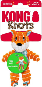 KONG Floppy Knots - Durable No‑Stuffing Squeaky Rope & Plush Dog Toy - for Teething, Playing (Fox, X-Small)