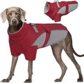 ROZKITCH Dog Winter Coat, Dog Coat for Autumn Winter with Turtleneck, Pet Clothes with Adjustable Waist Strap, Soft Warm Pet Clothing with Reflective Strip for Small Medium Large Dogs Dark Red M