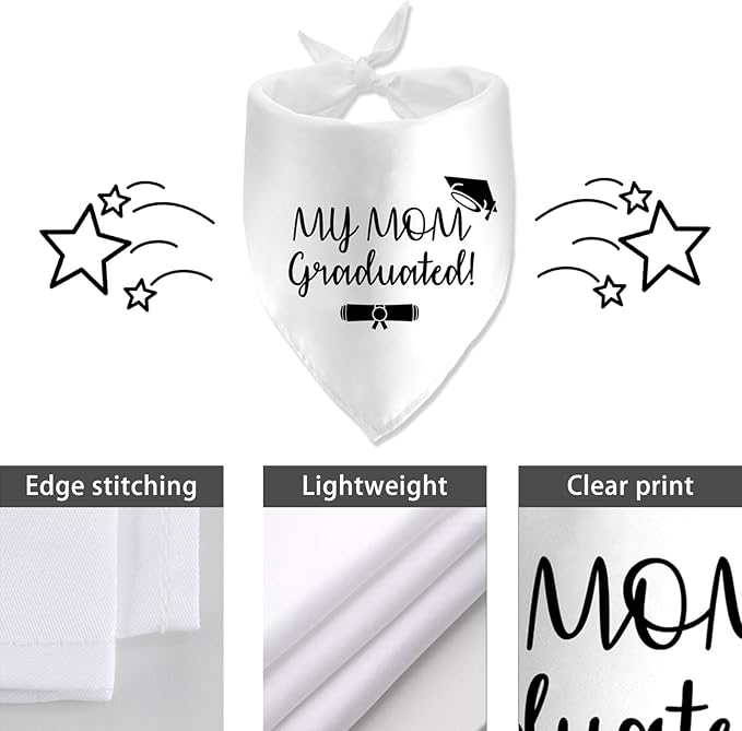 My Mom Graduated Dog Bandana - Puppy Scarf for Graduation Announcement, Pet Accessories, Reveal Ideas - Gift for Dog Lovers