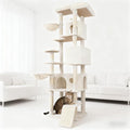 Beige 84in Heavy Duty Cat Tree, Cat Tree Tower for Indoor Cats Large Adult, Extra Cat Tower with 12 Sisal Scratching Post, Large Top Platform, Hammock, Cat Condo for Kittens