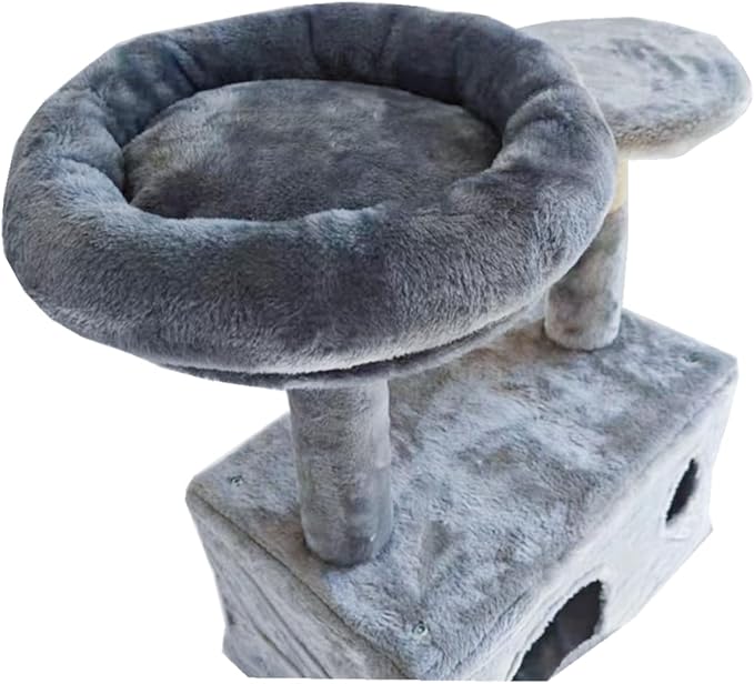 SHENGOCASE Cat Tree Tower Accessories Replacement Parts Round Top Cushion Bed Cover for Cat Perch with Elastic Band (17.7", Grey)