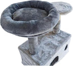 SHENGOCASE Cat Tree Tower Accessories Replacement Parts Round Top Cushion Bed Cover for Cat Perch with Elastic Band (13.8", Grey)