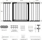 Mumeasy 29.7-57" Extra Wide Baby Gate for Doorways, Auto Close Dog Gate Indoor for Stairs, No-Drill Pressure Mounted Pet Gate with Door, Easy Walk Thru Long&Large Safety Gate for House, Outdoor, Black