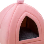Cat Bed House Warm Cave Kennel Cushion Pad Soft Indoor Enclosed Tent Huts Sofa for Pet Cats Kittens Puppy, Pink