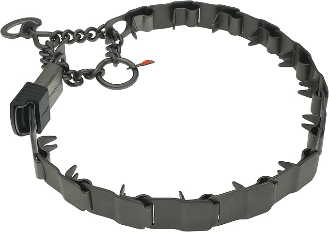 Herm Sprenger NeckTech Sport Dog Training Prong Collar with ClicLock Buckle on The Side No-Pull Collar with Swivel D-Ring Made in Germany (Black Stainless Steel, 23in (Neck Size up to 20in))