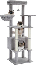 PEQULTI 54" Cat Tree for Indoor Cats, Multi-Level Cat Tower with Cozy Cat Condo Clearance Prime, Grey