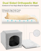 Hovicaed Indoor Dog House for Extra Large Medium Small Sized Dogs - Dog Tent with Washable Removable Cover, Pet Orthopedic Dog Cave Bed Egg-Crate Foam Cushion, Inside Dog House Large Space(XXL)