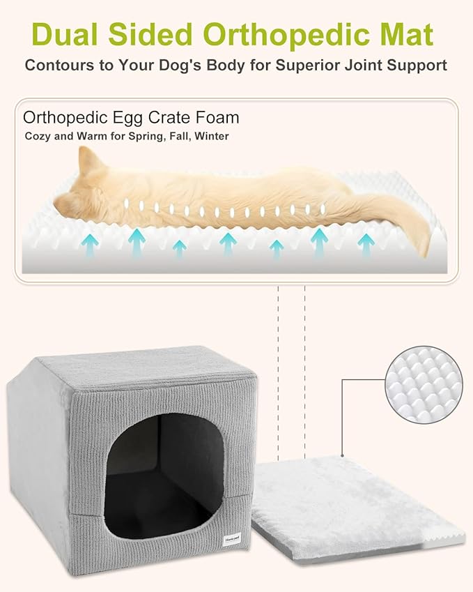 Hovicaed Indoor Dog House for Extra Large Medium Small Sized Dogs - Dog Tent with Washable Removable Cover, Pet Orthopedic Dog Cave Bed Egg-Crate Foam Cushion, Inside Dog House Large Space(XXL)