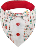 Dog Birthday Tuxedo Bandana Collar with Bow Tie, Adjustable Pet Birthday Outfit Costume for Dogs (Sizes XS-XL)