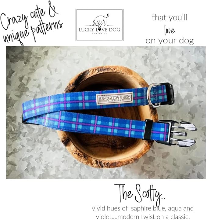Lucky Love Dog Martingale Dog Collar - Adjustable, No-Slip, Durable, & Soft Webbing Collar for Male and Female Dogs Ideal for Training & Walking - Scotty, Medium