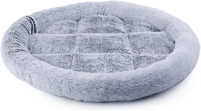 SHENGOCASE 16" Fluffy Faux Fur Cat Tree Tower Replacement Bed Cushion Pillow, Round Donut Cuddler with Hook Tapes