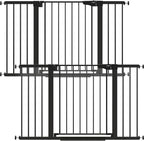 Cumbor 2 Pack 29.7-51.5" Extra Wide Baby Gate for Stairs, Easy Walk Through Dog Gates for Doorways, Pressure Mounted Pet Gate Indoor, Safety Auto-Close Child Gate for Kids with 4 Wall Cups, Black