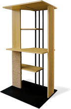 4 Cats & Dogs Cali Cat Tree 24″ x 18″ x 47″ with Scratching Post, 4 Platforms, LED Lighting, Engineered Wood & Sisal Rope – Modern Cat Tower, Cat Scratcher for Indoor & Large Cats - Oak