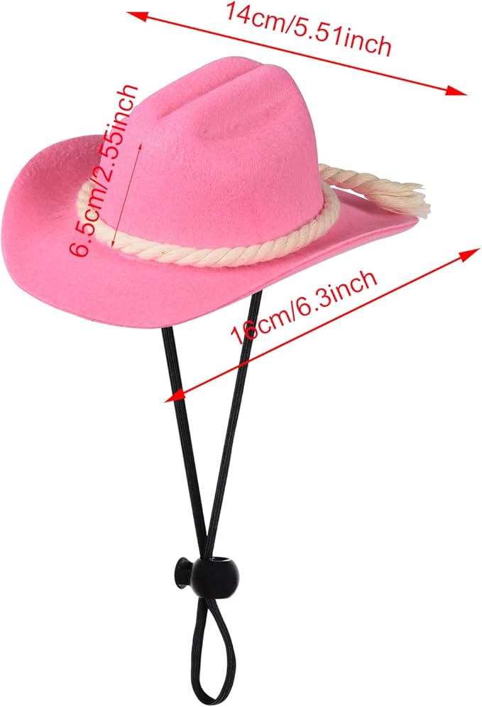 choyaxo Dog Cowboy Hat Dog Cowboy Costume for Small Pet Dogs Cat Cowboy Hat with Bandana Scarf Set Party Accessories (Pink, Medium)