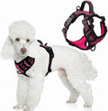 BARKBAY Dog Harness No Pull with ID Tag Pocket - Heavy Duty, Reflective, Easy Control for Large Dogs(Pink/Black,S)