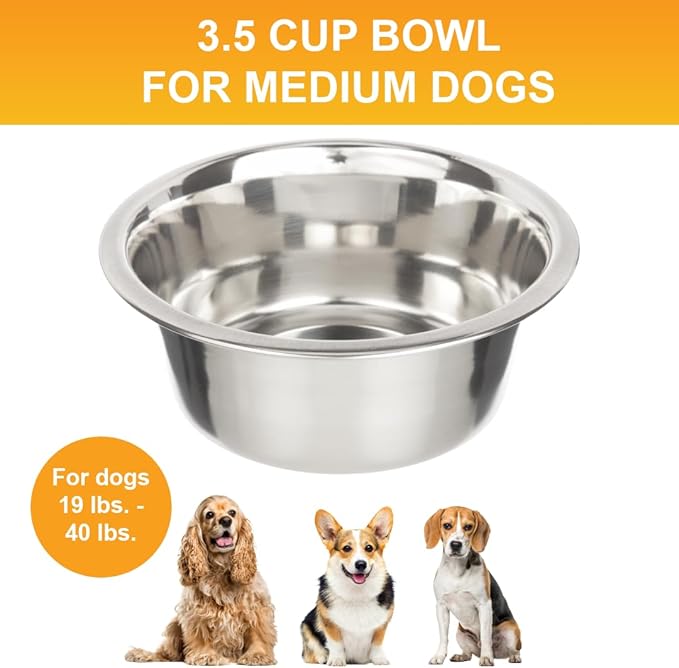 Neater Pet Brands 3.5 Cup (28 oz.) Stainless Steel Dog Bowls, 1 Single Neater Feeder Replacement Bowl (Medium Deluxe Model), Dog Food Bowl or Water Bowls, Dishwasher Safe Metal Dish for Medium Dogs