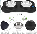 Pet Deluxe Dog Bowls Stainless Steel Bowls with No Spill Skid Resistant Silicone Mat, 24oz 48oz Dog Food and Water Bowl Set Feeder for Small Medium Large Size,Dogs,Cats Pets Puppy Dish