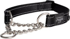 Reflective Nylon Choke Collar; Slip Show Obedience Training Gentle Choker for Extra Large Dogs, Black