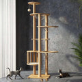 72.1-Inch Cat Tree for Indoor Cats Large Adult, 4 Bowl,12 Sisal Scratching Posts,1 Cat cage,Top Perch, Toy Balls,Larg Large cat Tree,Wood cat Tree,(YN-105)