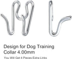 Dog Collar Extra Links Designed for Training Collars (4 Pack) Steel Chrome Plated Dog Training Collar Links (4.00mm, Silver)