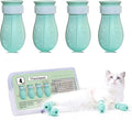 4 Pieces Scratch Cover for Nursing Rehabilitation Cat Boots, Adjustable Bathing Gloves (Green)
