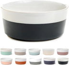 Waggo Dipper Ceramic Dog Bowl for Small and Large Breeds - Heavyweight and Durable Pet Food and Water Dish Crock, Dishwasher Safe, Modern (Black, Medium)