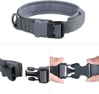 EXCELLENT ELITE SPANKER Tactical Small Puppy Dog Collar Nylon Adjustable Heavy Duty Military for Small Medium and Large Dogs Pet Soft Padded Dog Collar(Gry-L)