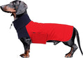Dachshund Dog Coats Jacket fit for Dachshunds Corgi Weiner Reversible Winter Coat Padded Cotton Lining high Collar Dog Suit in Autumn Winter - Red - L