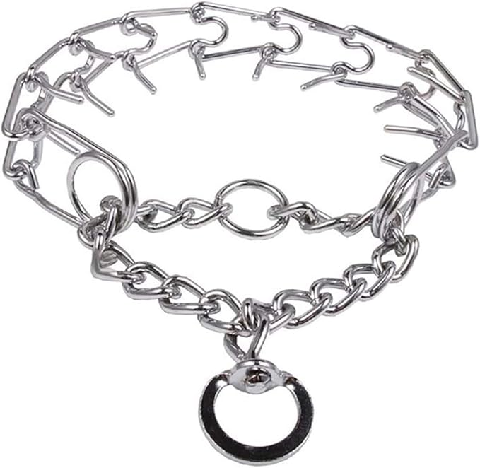 Darkyazi Durable Pinch Collar Stainless Steel Dog Adjustable Pet Training Collar for Medium Large Dogs (X-Large (Pack of 1), Silver)