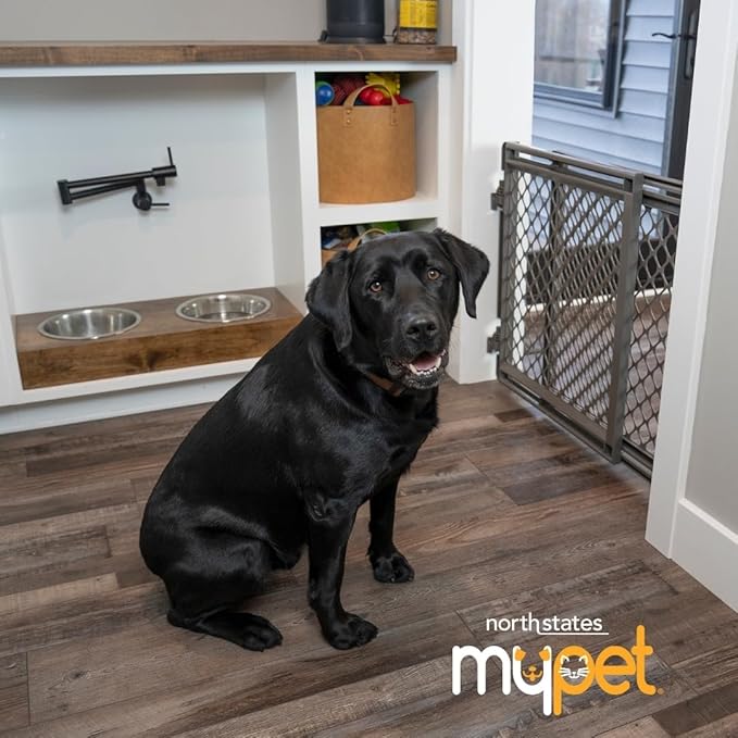 MyPet 2-in-1 Easy Swing Petgate: 27"-41" Wide Dog Gate. Safety Latch, Hardware Mount. Pet Gates for Doorways & Stairways. Made in USA. 27" Tall, Fieldstone