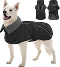 Kuoser Dog Coat, Super-Warm Dog Jacket Windproof Pet Cold Weather Coats for Extra Large Dogs, Fleece Lining Quilted Turtleneck Puppy Snowsuit Reflective Adjustable Doggie Winter Clothes, Grey, 2XL
