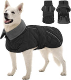 Kuoser Dog Coat, Super-Warm Dog Jacket Windproof Pet Cold Weather Coats for Extra Large Dogs, Fleece Lining Quilted Turtleneck Puppy Snowsuit Reflective Adjustable Doggie Winter Clothes, Grey, 2XL