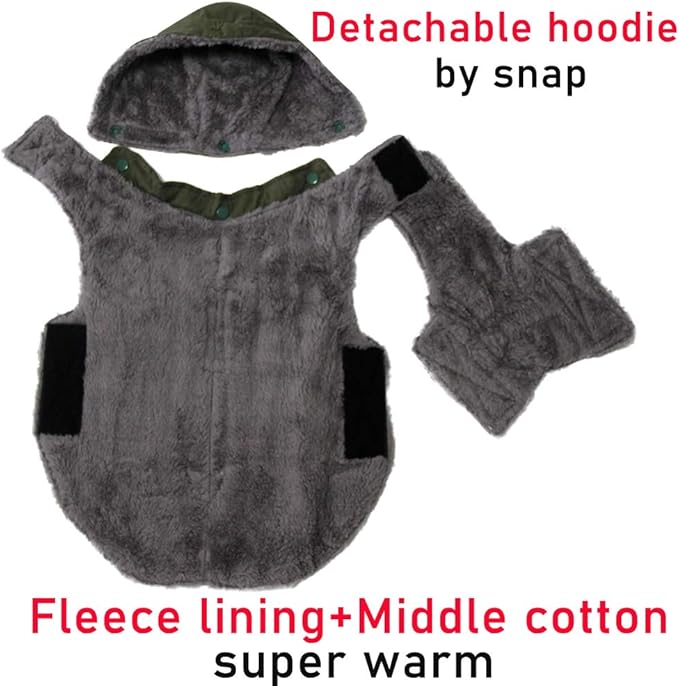 Fleece Dog Hoodie for Large Dogs Super Warm Doggie Jacket for Cold Winter Dog Coats,Green XXXL