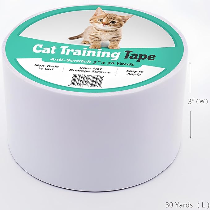 ELK Anti Cat Scratch Tape - Cat Training Tape - 100% Transparent Clear Double Sided Scratch Deterrent Furniture Protector for Couch, Carpet, Doors, Pet & Kid Safe - 3" x 30 Yards