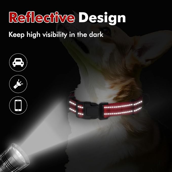Martingale Collar for Dogs with Quick Release Buckle, Reflective Soft Padded & Escape Proof, Adjustable Nylon Dog Collars for Training & Daily Walking (Red,XS)