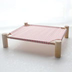 Pozico Elevated Cat & Dog Bed – Wooden Frame Pet Hammock for Small Dogs & Cats, Indoor/Outdoor Raised Bed with Breathable Mesh, Portable Pet Cot Furniture – Pink Grid