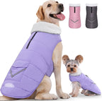 iBuddy Dog Winter Coat for X-Large Dogs, Easy on Dog Snow Fleece Coat Velcro Waterproof Pet Puffer Jacket with Harness Hole Adjustable Reflective Quilted Pet Cold Weather Vest for Girl Female