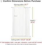 Lumizone Extra Tall Cat Gate 55.12" High Pressure Mounted Extra Wide 2025 New (17 Sizes) 1.37" Gap No Drilling Auto-Close One-Handed Operation Tall Pet Gate for Dogs(White, 55.12" H x 34.25"-38.38" W)