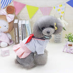 Tangpan Bow-Knot Student Cosplay Pet Costume Dog Skirt Camp Dress(Pink,M)